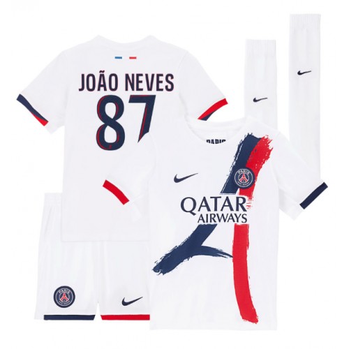 Dres Paris Saint-Germain Joao Neves #87 Gostujuci za djecu 2024-25 Kratak Rukav (+ kratke hlače)